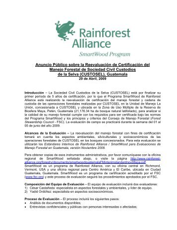 AGROFORESTAL S.A - Rainforest Alliance