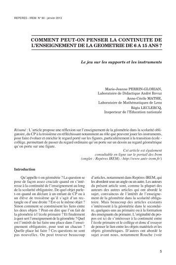 Comment peut-on penser la continuitÃ© de l'enseignement de la ...