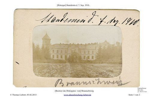 Standemin Rittergut Foto Besitzer von Braunschweig 1910