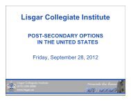 Applications to the U.S. Presentation - Lisgar Collegiate Institute