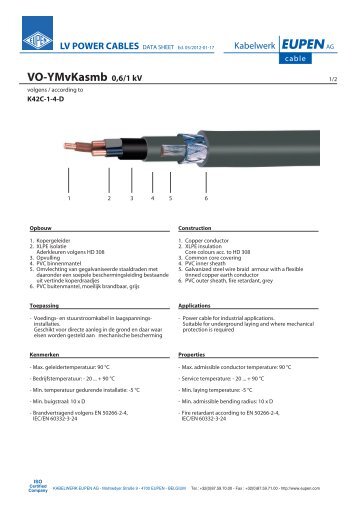 VO-YMvKasmb 0,6/1 kV - kabelwerk eupen ag