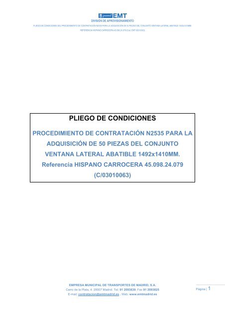PLIEGO DE CONDICIONES - EMT
