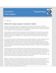 Newsletter ThyssenKrupp Press release - Uhde India Limited