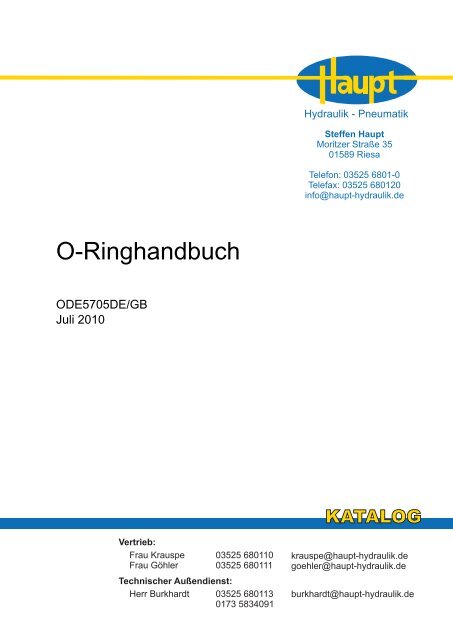 O-Ring Handbuch - Steffen Haupt - Hydraulik und Pneumatik