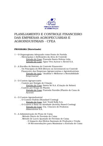 planejamento e controle financeiro das empresas agropecuÃƒÂ¡rias e ...