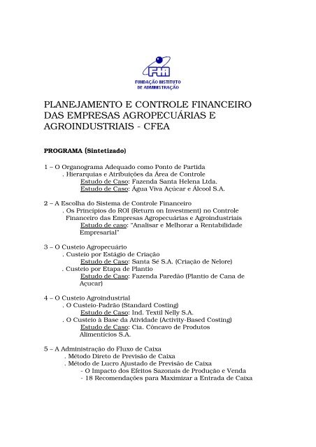 planejamento e controle financeiro das empresas agropecuÃƒÂ¡rias e ...