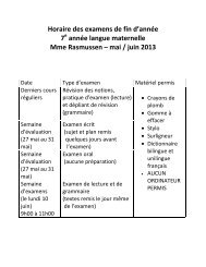 Horaire des examens de fin d'année 7 année langue maternelle ...