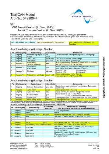 Taxi-CAN-Modul Art.-Nr.: 34990044 - speedsignal.de