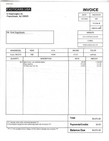 INVOICE - My Formula 5000