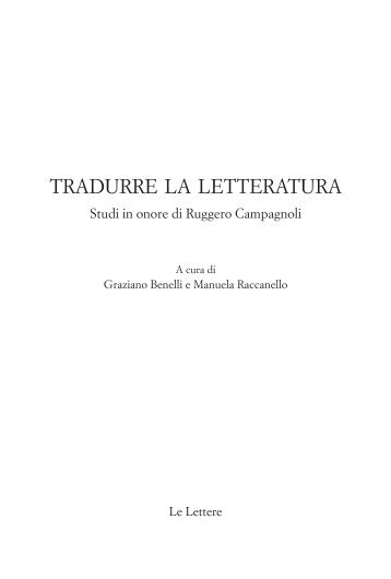 TRADURRE LA LETTERATURA - Casa editrice Le Lettere