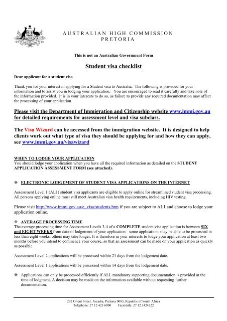 Student Visa Checklist VFS Global