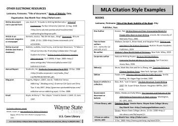 MLA Citation Style Examples