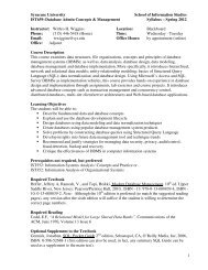 Syracuse University School of Information Studies IST659 ...