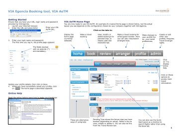 VIA Egencia Booking tool, VIA AeTM - VIA Travel