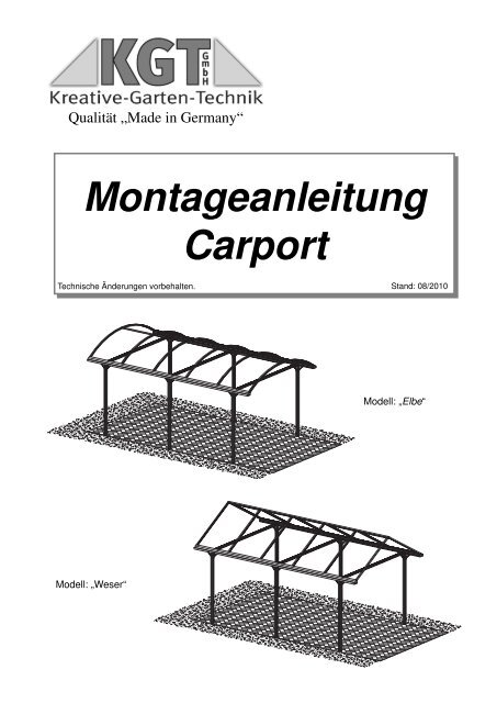 Montageanleitung Carport Elbe/Weser - KGT