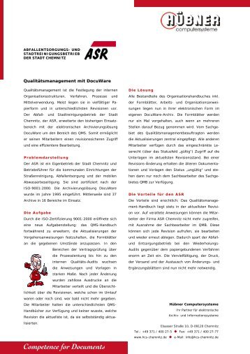 Adobe PDF, Job 9 - Hübner Computersysteme Chemnitz