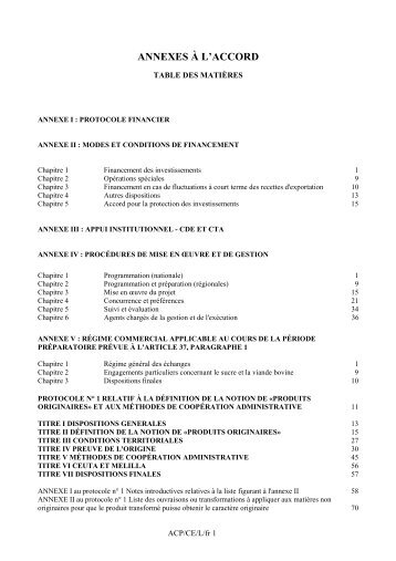 Annexes à l'Accord de Cotonou