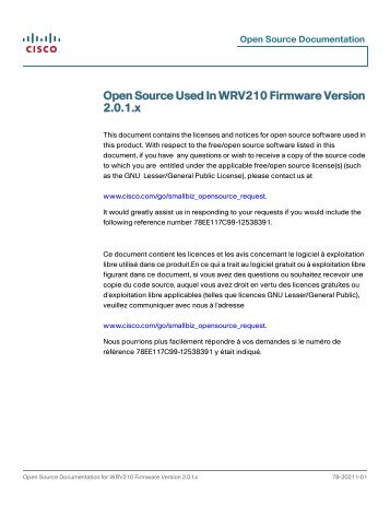 Open Source Used In WRV210 Firmware Version 2.0.1.x