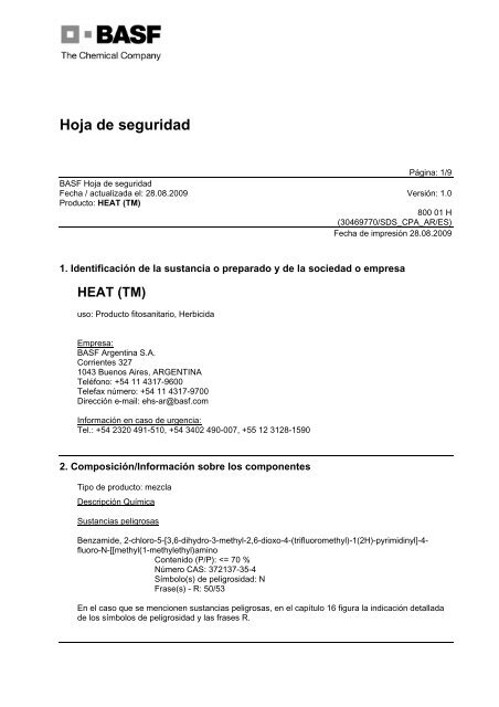 Hoja de seguridad - Basf