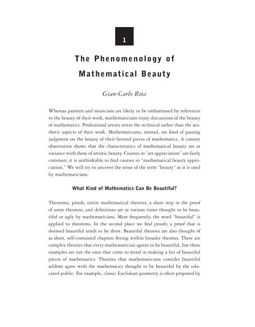The Phenomenology of Mathematical Beauty - MIT