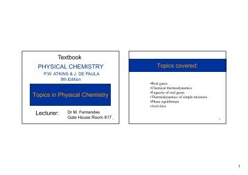 Topics in Physical Chemistry - Real Gases - Wits Structural Chemistry