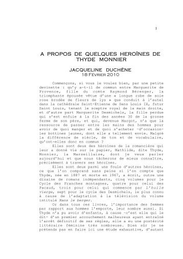 A propos de quelques heroÃ¯nes de Thyde Monnier, 18 fÃ©vrier 10