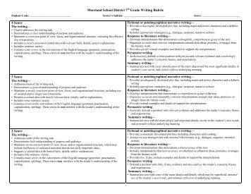 Grade 3 rubric for writing