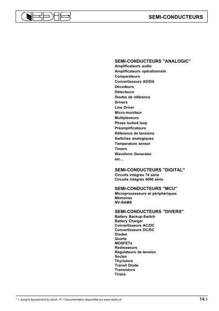 Semi Conducteurs Cedis Electronic Semi Conducteurs Cedis Electronic