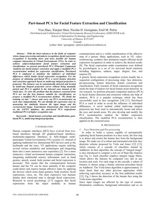 Part-based PCA for Facial Feature Extraction and Classification