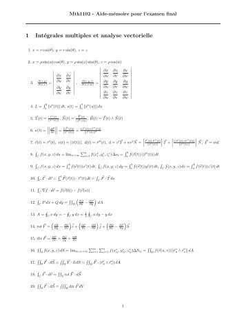 1 IntÃ©grales multiples et analyse vectorielle - Moodle