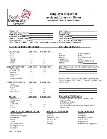 Employee Accident / Incident Report Form