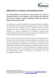 AMS-Award an Lottmann FensterbÃƒÂ¤nke GmbH - Helopal