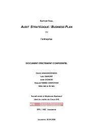 Audit stratégique / business plan d'une entreprise - CDH - EPFL