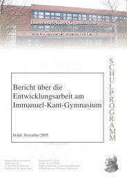 Bericht über die Schulprogrammarbeit - Immanuel-Kant-Gymnasium