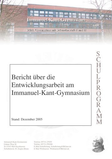 Bericht über die Schulprogrammarbeit - Immanuel-Kant-Gymnasium