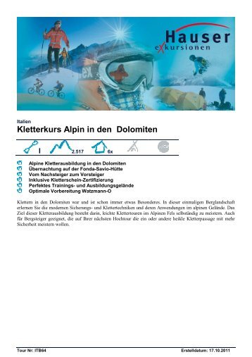 Kletterkurs Alpin in den Dolomiten - Hauser exkursionen