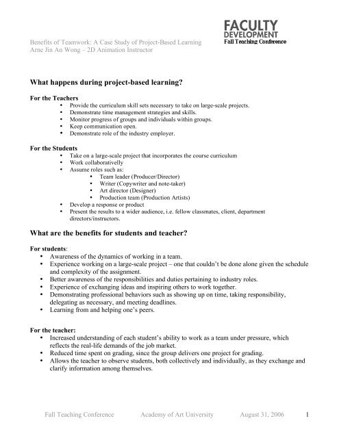 What happens during project-based learning? - Academy of Art ...