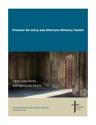 Prisoner Re-entry and Aftercare Ministry Toolkit - American Baptist ...
