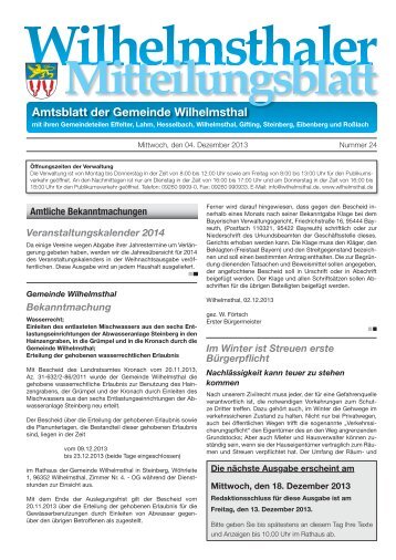 Amtsblatt der Gemeinde Wilhelmsthal