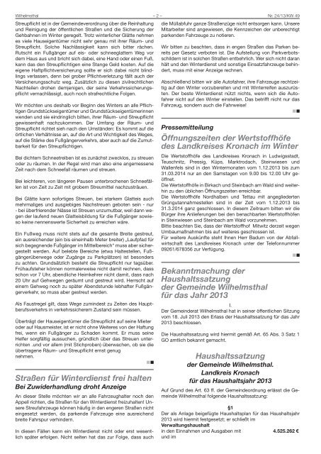 Amtsblatt der Gemeinde Wilhelmsthal