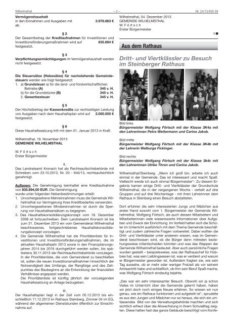 Amtsblatt der Gemeinde Wilhelmsthal