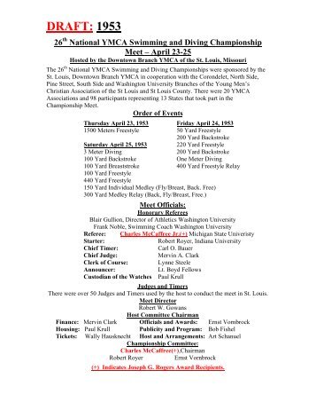 1953 Championship Summary - YMCA National Swimming and Diving