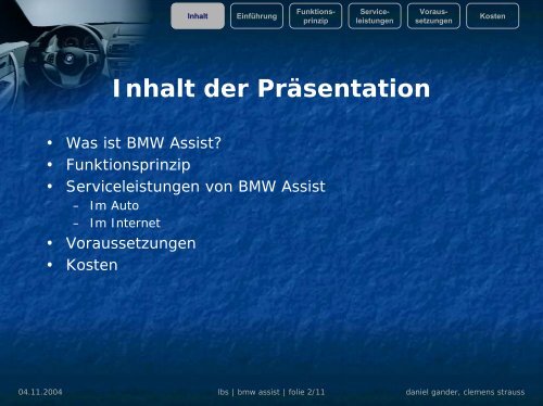 Referat: BMW Assist - Daniel