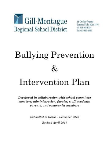 Bullying Prevention & Intervention Plan - Gill Montague Regional ...