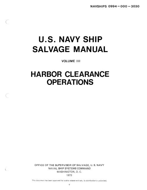 Harbor Clearance Operations 1973 - Supervisor of Salvage and