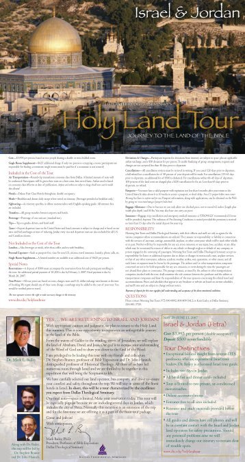 Israel & Jordan (Petra) Tour Distinctives - Dallas Theological Seminary