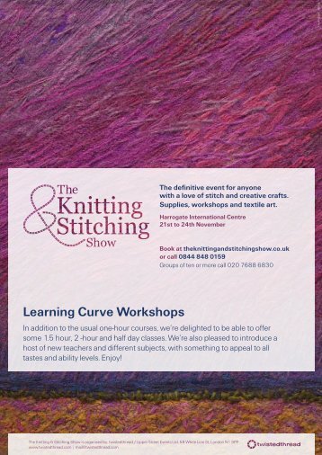 Learning Curve Workshops - Knitting Stitching show