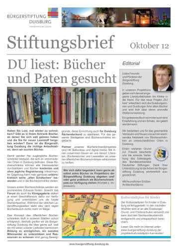 Stiftungsbrief Oktober 12 - BÃ¼rgerstiftung Duisburg