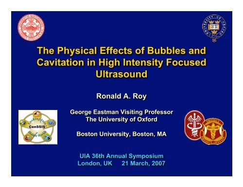 The Physical Effects of Bubbles and Cavitation in High Intensity ...