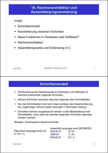 10. Rechnerarchitektur und Assemblerprogrammierung ...